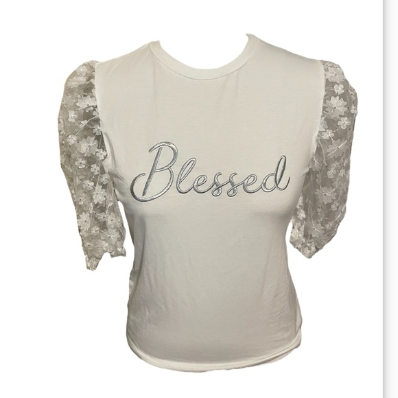 Women’s Blessed Puffy sleeve fitted Shirt size small New with tags - Picture 2 of 5